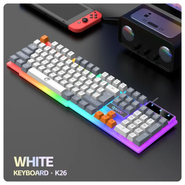 Single keyboard and keyboard mouse RAIKU T26 Three tone Luminous Keyboard Mouse Wired Mechanical Touch Gaming Mouse Keyboard Set - Image 9