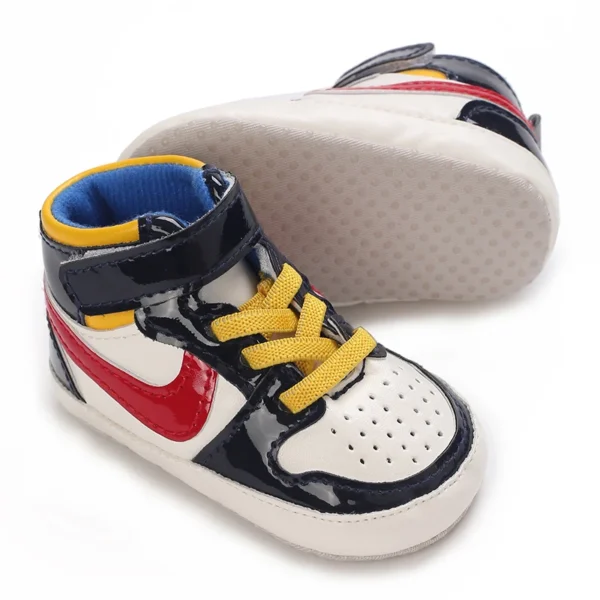 0-18M New Baby Shoes With High top Sports PU Leather Multi-color Soft Cloth Sole First Walker Casual Sports Shoes Suitable For - Image 3