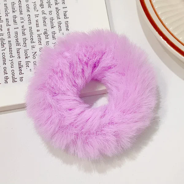 New Colorful Fluffy Hair Band For Women Girls Ponytail Holder Hair Tie Plush Scrunchie Rubber Band Fashion Hair Accessories - Image 9