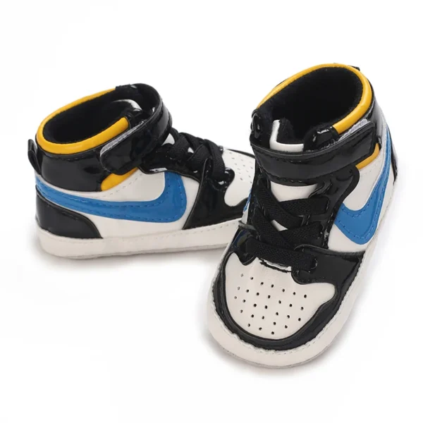 0-18M New Baby Shoes With High top Sports PU Leather Multi-color Soft Cloth Sole First Walker Casual Sports Shoes Suitable For - Image 5