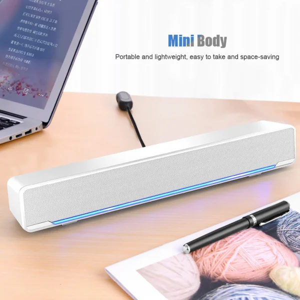 USB Wired Soundbar Music Player Bass Surround Sound Box 3.5mm Input for PC Cellphones - Image 5