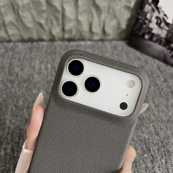 CD Frosted Splicing Leather Woven Pattern Phone Case For iPhone 17 Air 16 15 14 13  Bumper Full Frame Protect Cover - Image 3