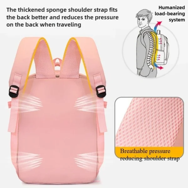 Large Capacity Multifunctional Solid Color Backpack, Suitable for High School and College Students' Business Commuting Travel - Image 6