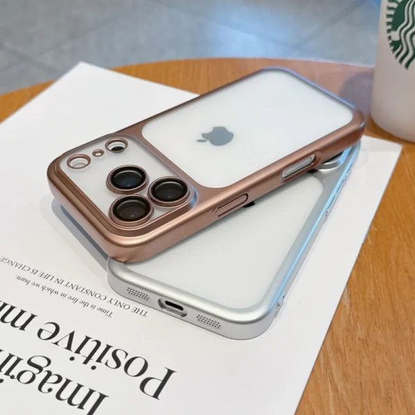 17 ProMax Electroplating Large Window Matte Case For iPhone 17Pro 17 Air Max Ultra Thin Transparent PC Hard Cover with Lens Film - Image 3