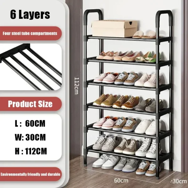 8 Tier Household Metal Shoe Rack Furniture Elevated Shoe-Shelf Multi-Functional Black Storage Racks Space Saving For Living Room - Image 10