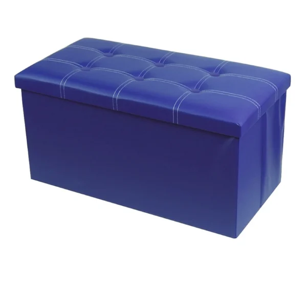 Large Capacity Folding Storage Stool, Leather Multifunctional Ottoman Seat Stool Footstool Toy Storage Box Bedroom Living Room - Image 8