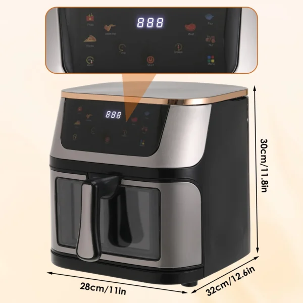 Air Fryer 12L Stainless Steel Visible Large Capacity Electric Oven Touch Screen Multifunctional Electric Fryer EU Plug - Image 4