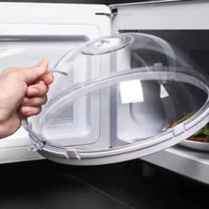 Microwave Splash Cover High Temperature Resistant Microwave Guard Lid Transparent Food Heating Cover with Steam Vent and Handle