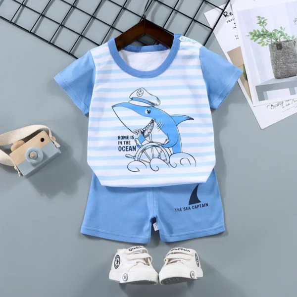 2PCS mother Kids Clothes Children's Sets Boys Girl T-shirt Shorts Summer Cotton Short sleeve Baby Children Clothing Toddler Suit - Image 7