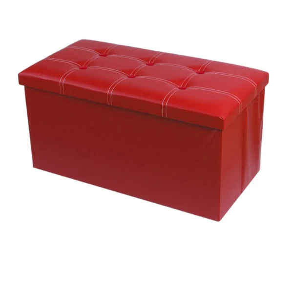 Large Capacity Folding Storage Stool, Leather Multifunctional Ottoman Seat Stool Footstool Toy Storage Box Bedroom Living Room - Image 9