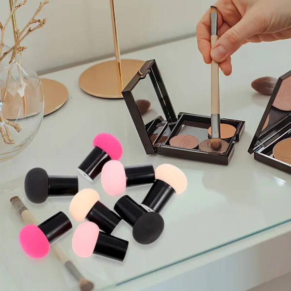 6pcs Mushroom Powder Puff Women Makeup Tools Durable Sponges Strong Grip No Smell Non Fading For Foundation - Image 3