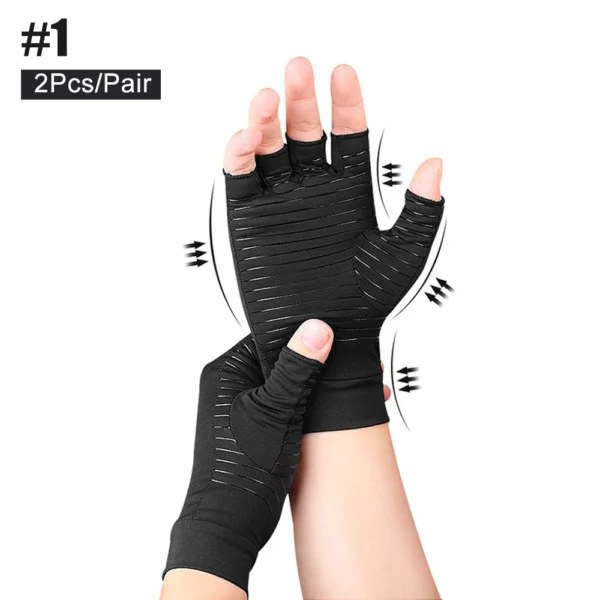 1Pair Copper Arthritis Compression Gloves Women Men Relieve Hand Pain Swelling and Carpal Tunnel Fingerless for Typing - Image 7