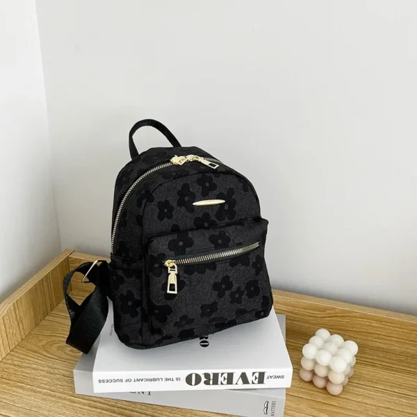 PU Leather Shoulder Mini Small Backpack Multi-Function Ladies Phone Pouch Pack Flower Print Ladies School Backpack Bag for Women - Image 7