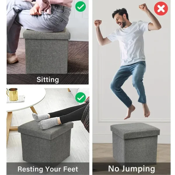 Multifunctional Folding Storage Stool, Foldable Foot Rest Stool, Large Capacity Organizer Stool, Collapsible Storage Ottoman Box - Image 5