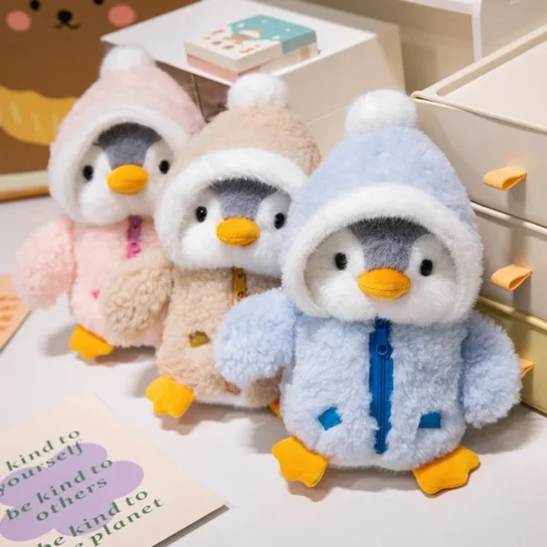 New Cute Penguin Plush Toy Baby Comforting Sleep Doll Fluffy Penguin Wearing Clothes Hats Stuffed Animal Pillow Birthday Gifts - Image 2