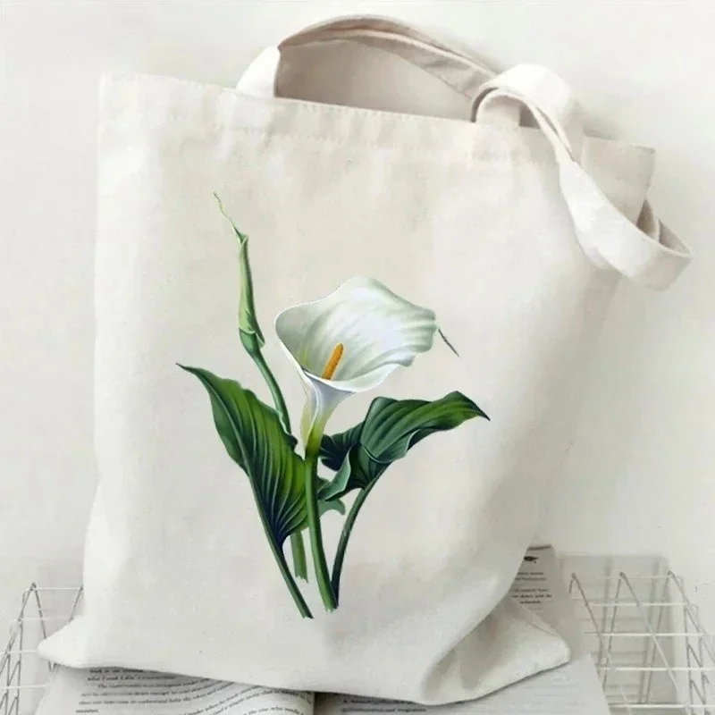 Vintage Daisy Shoulder Bag Wildflower Oil Print Black Canvas Tote Bag for Women Girl Stylish Plant-Themed Shopping Handbag 7 Vintage Daisy Shoulder Bag Wildflower Oil Print Black Canvas Tote Bag for Women Girl Stylish Plant-Themed Shopping Handbag - Image 7