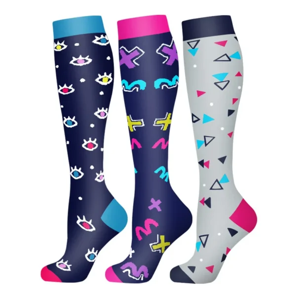 58 Styles 3 Pairs/Pack Compression Socks Knee High 30MmHg  Women Men Sports Socks Edema Diabetes Varicose Veins Running Socks - Image 8