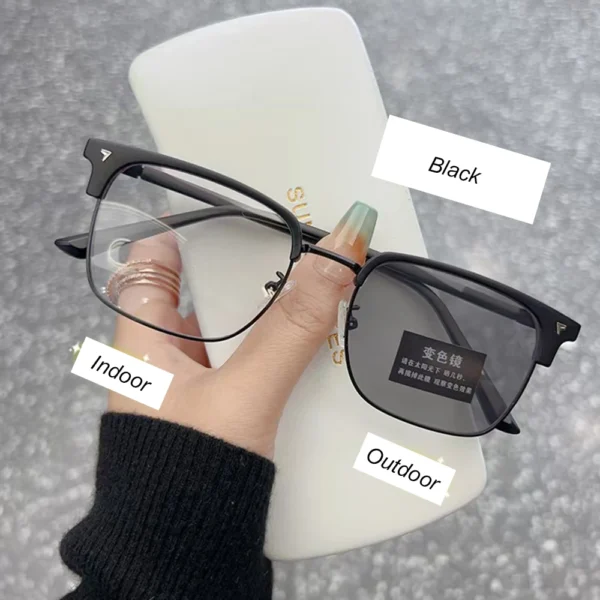 Man Photochromic Colored Glasses Half Frame Anti Blue Light Glasses Eye Protection Ultra Light Eyepiece Computer Goggles - Image 7