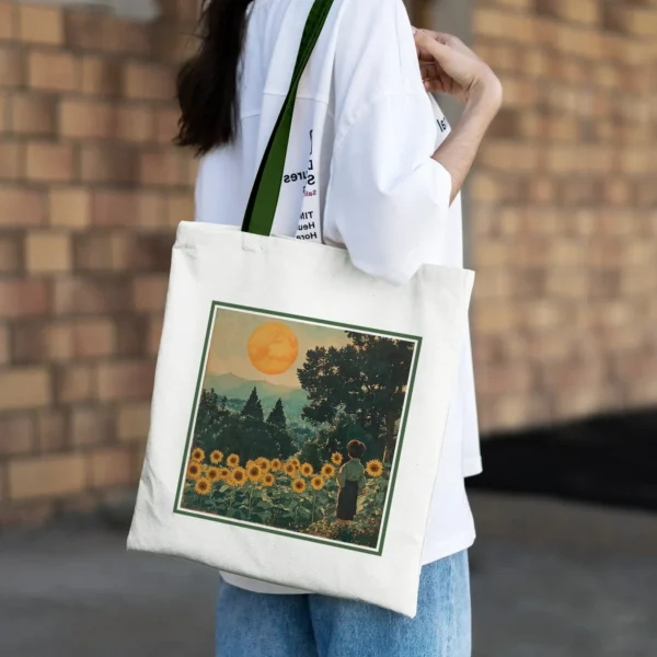 Large Capacity Canvas Shopping Bag Eco-Friendly Cotton Commuter Bag Student Tote Bag Green Protection Shoulder Bag - Image 2