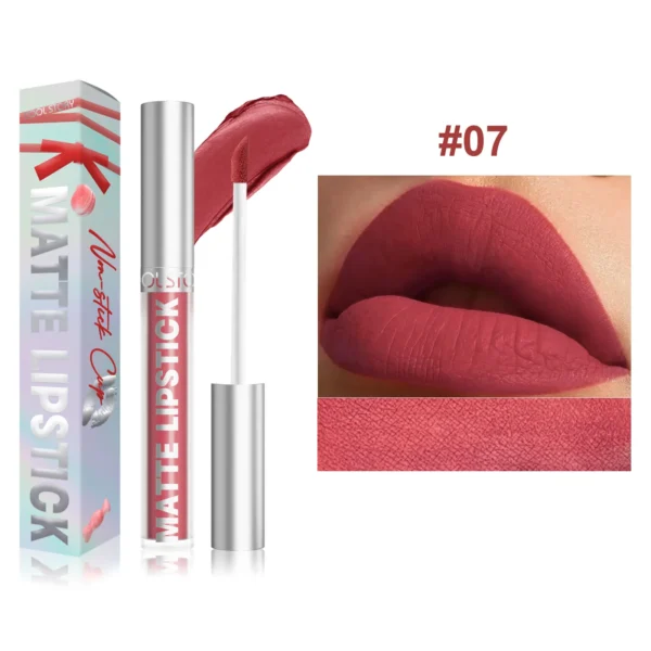 Velvet Matte Lip Glaze Easy To Color Dark Red Matte Liquid Lipstick Waterproof Lasting Moisturizing Brown Lip Gloss Cosmetic 1pc - Image 7