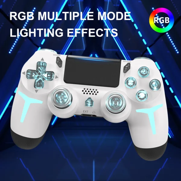 GAMINJA RGB Light Wireless Game Controller For PS4 PS3 Console Computer PC LED Bluetooth Gamepad 6-axis Gyroscope Dual Vibration - Image 2