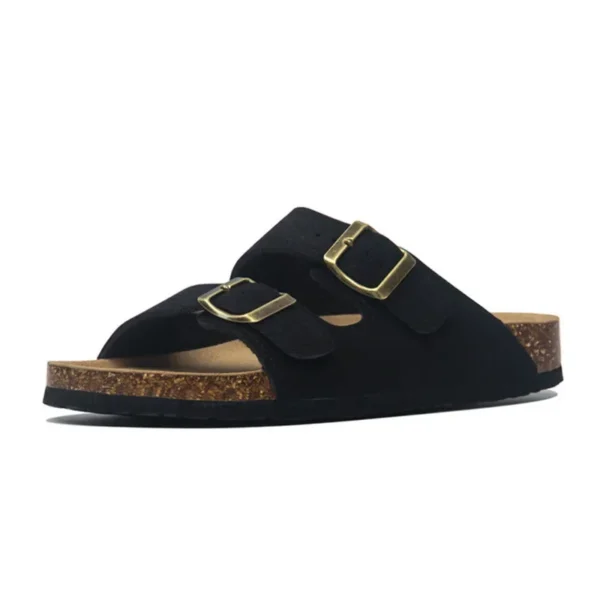 New Summer Men's Cork Slippers Suede Leather Mule Clogs Slippers Man Soft Cork Two Buckle Beach Slides Footwear For Men - Image 10