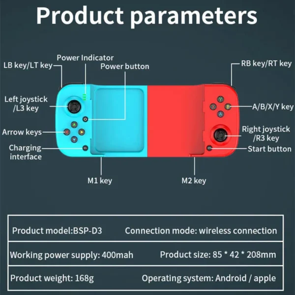 Wireless BT 5.0 Stretchable Game Controller For Mobile Phone Android IOS Gamepad Joystick Eat Chicken Gamepad for PS4 Switch PC - Image 4