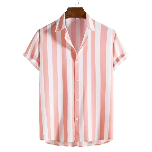 Striped Simple men's Shirt Casual Loose Lapel Cardigan Top Large Size men's short-sleeved Shirt high-end Comfortable And Simple - Image 8
