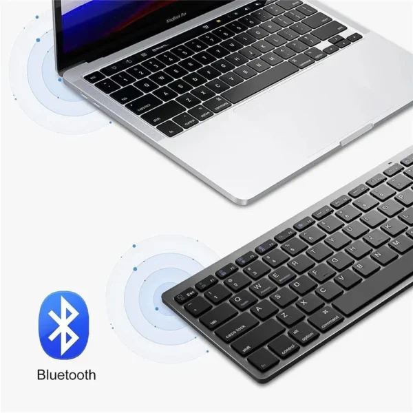 Portable Wireless Bluetooth Keyboard Ultra Thin Quiet Click Keyboard for Smartphone PC Laptop Tablet - Image 8
