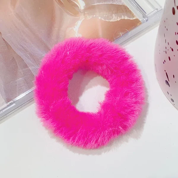 New Colorful Fluffy Hair Band For Women Girls Ponytail Holder Hair Tie Plush Scrunchie Rubber Band Fashion Hair Accessories - Image 26