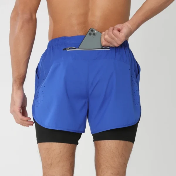 New men's running double-layer shorts quick-drying fitness 2-in-1 shorts men's sports workout training bodybuilding shorts male - Image 4