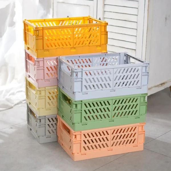 Foldable Storage Box with Handles Collapsible Crate for Toys, Cosmetics & Desk Organization - Image 3