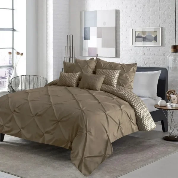 microfiber bedding set luxury comforter  s 7 pieces  king size    bed - Image 4