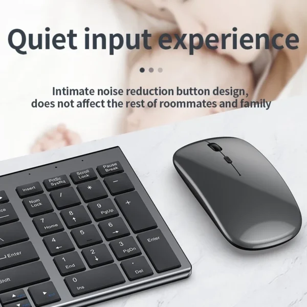 Jomaa Slim Rechargeable Bluetooth Keyboard and Mouse Set for Laptop Computer 2.4G USB Wireless Keyboard and Mouse Combo - Image 2