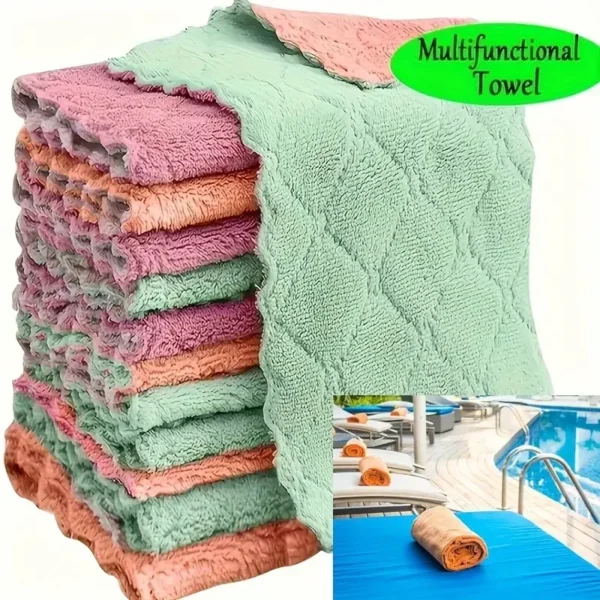 5/10/20pcs Kitchen Towel, Ultra-fine Fiber Light Gray Cleaning Cloth Set, Absorbent, Soft And Stain-removing Cloth - Image 10