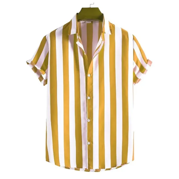 Striped Simple men's Shirt Casual Loose Lapel Cardigan Top Large Size men's short-sleeved Shirt high-end Comfortable And Simple - Image 2
