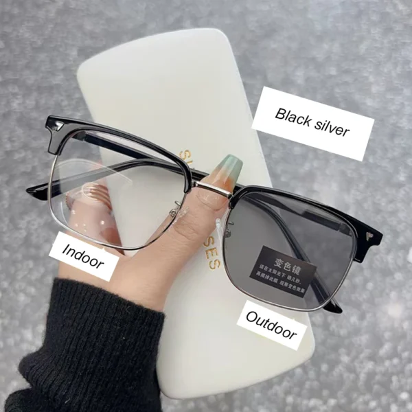 Man Photochromic Colored Glasses Half Frame Anti Blue Light Glasses Eye Protection Ultra Light Eyepiece Computer Goggles - Image 8