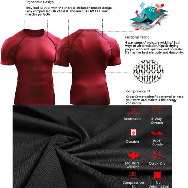 2025 Compression T Shirt Men Summer Sportswear Running T-shirt Elastic Quick Dry Sport Tops Tee Athletic Gym Workout Shirts Men - Image 6