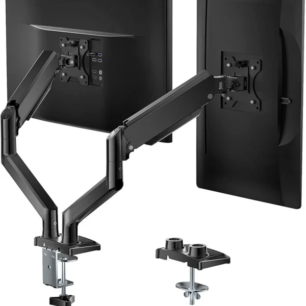 Dual Monitor Mount For 13″–34″ Screens, Adjustable Dual Monitor Stand, With 180° Swivel, Tilt, 360° Rotation For Home Office