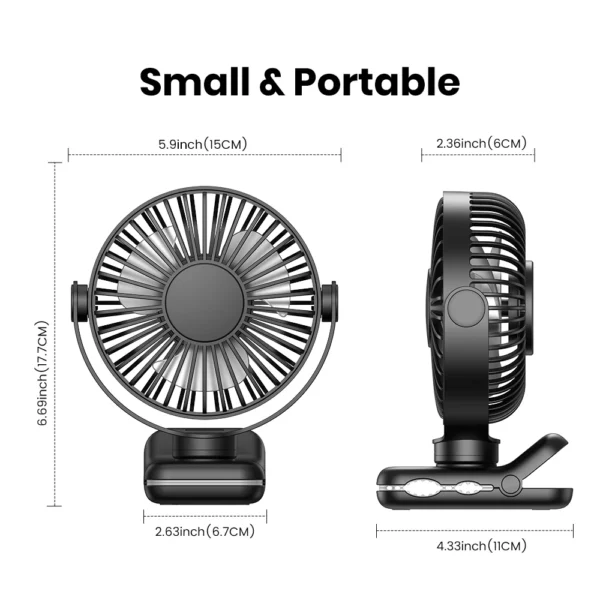 TOPK Mini Portable Clip on Fan,USB Desk Fan,3 Speeds Quiet Wind 720° Rotate Personal Electric Fan,Standing Fans for Room Home - Image 6
