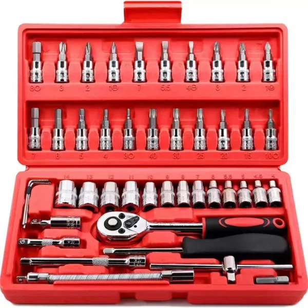 46-piece Auto Repair Combination Ratchet Wrench Toolbox, Auto Maintenance Vehicle-mounted Socket Repair Set Tools Car Repair Kit - Image 7
