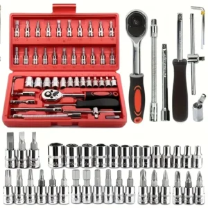 46-piece Auto Repair Combination Ratchet Wrench Toolbox, Auto Maintenance Vehicle-mounted Socket Repair Set Tools Car Repair Kit