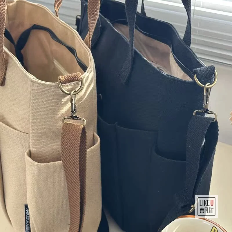 Original Thickened Multi-Pocket Japanese-Style Tote Canvas Bag Casual Student Computer Simple Handbag Shoulder Crossbody School Bag 4 Original Thickened Multi-Pocket Japanese-Style Tote Canvas Bag Casual Student Computer Simple Handbag Shoulder Crossbody School Bag - Image 4