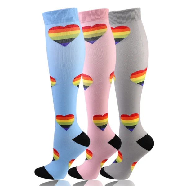 58 Styles 3 Pairs/Pack Compression Socks Knee High 30MmHg  Women Men Sports Socks Edema Diabetes Varicose Veins Running Socks - Image 34