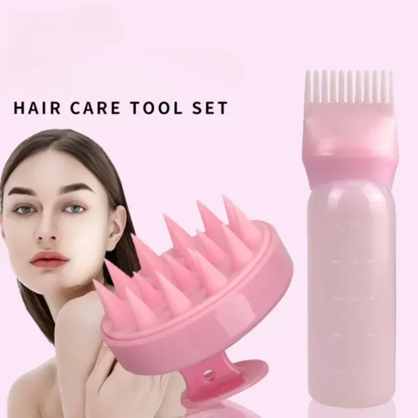 Silicone Shampoo Brush Head Scalp Massage Comb Hair Dye Tint Oil Applicator Bottle with Brush Barber Salon Hair Styling Tools - Image 2