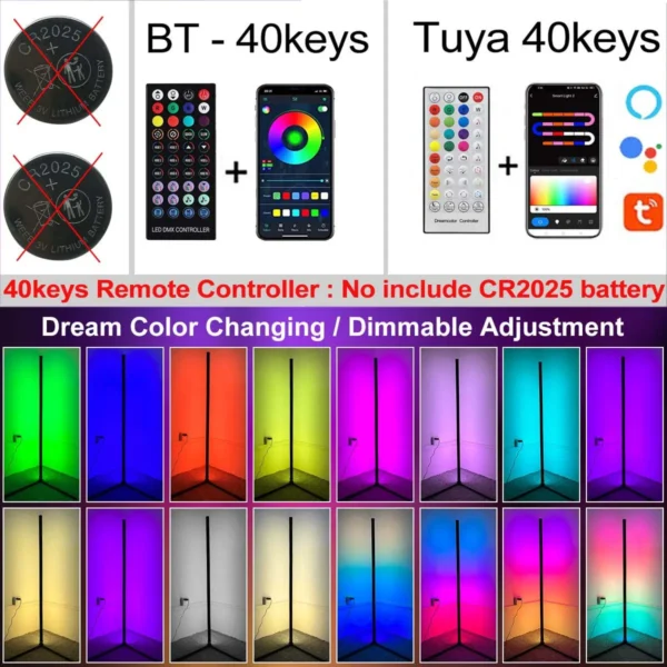 160cm Smart Tuya Corner Floor Lamp Dimmable RGB LED Modern Mood Lighting Alexa Stand Lights for Bedroom Gaming Living Room Decor - Image 4