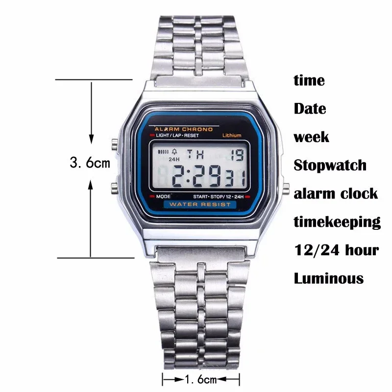 Retro Square Electronic Watches Digital Display Women Men Watch Rose Gold Silver Luxury Ladies Wristwatches Relojes Para Mujer 6 Retro Square Electronic Watches Digital Display Women Men Watch Rose Gold Silver Luxury Ladies Wristwatches Relojes Para Mujer - Image 6