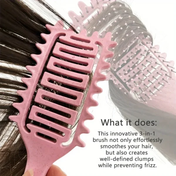 Curl Define Styling Brush Hollow Boar Bristle Detangling Hair Brush Tangled Hair Comb Shaping Defining Curls Hair Styling Tools - Image 4