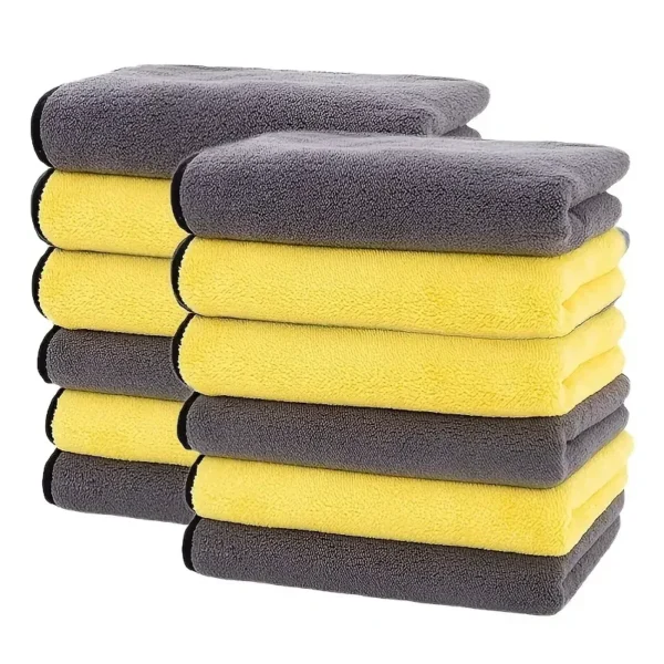 3/10/40Pcs Microfiber Car Cleaning Towel Thicken Soft Drying Cloth Car Body Washing Towels Double Layer Clean Rags Detailing - Image 4