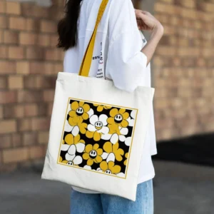 Large Capacity Canvas Shopping Bag Eco-Friendly Cotton Commuter Bag Student Tote Bag Green Protection Shoulder Bag